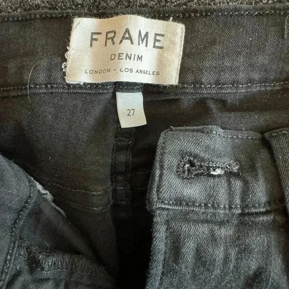 Frame LE HIGH STRAIGHT JEAN - FILM NOIR black cropped size 27 high rise - Picture 8 of 9
